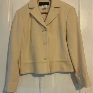 NWT Harve Benard Women's Cream Buttoned Blazer Wool Cashmere Blend Size 12P